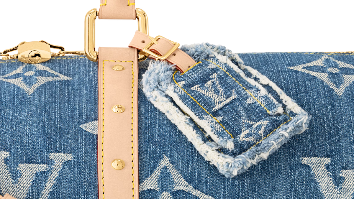 Stylish and Rare Denim Patchwork Cabby Bag by Louis Vuitton